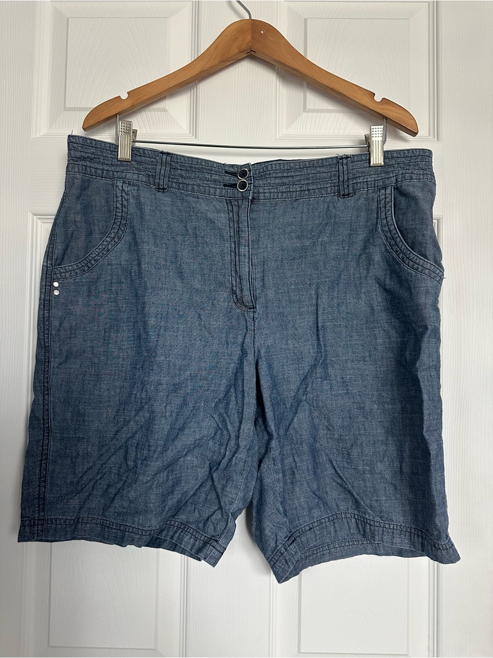 Karen Scott Denim-Look Bermuda Shorts - Blue